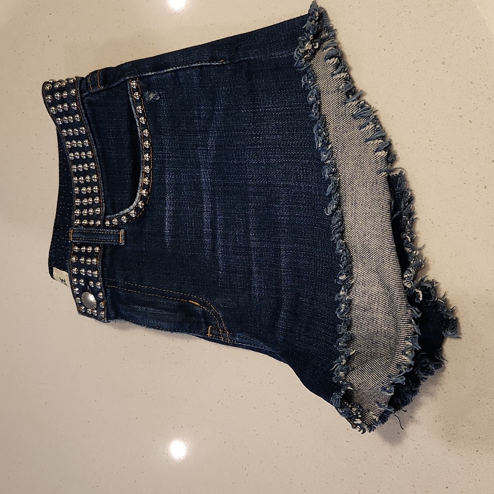 L'AGENCE Women's Zoe Dome Studded Denim Jean Shorts 25" Waist - Picture 9 of 9